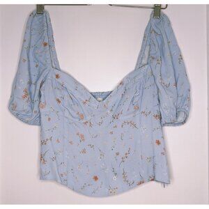 Wilfred Light Blue Floral Novella Blouse from Aritzia Size M